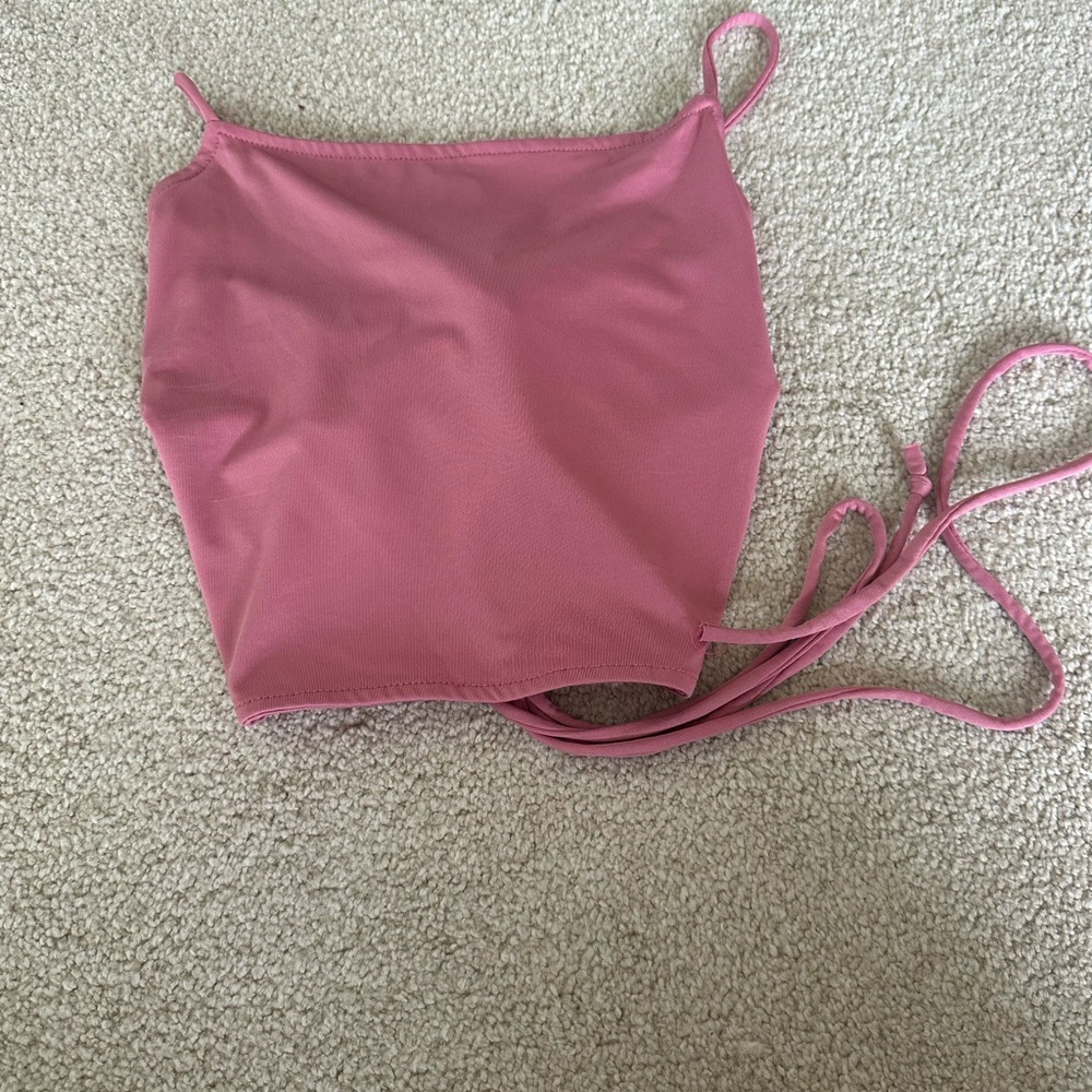 Fashion Nova Pink Lace Up Crop Top